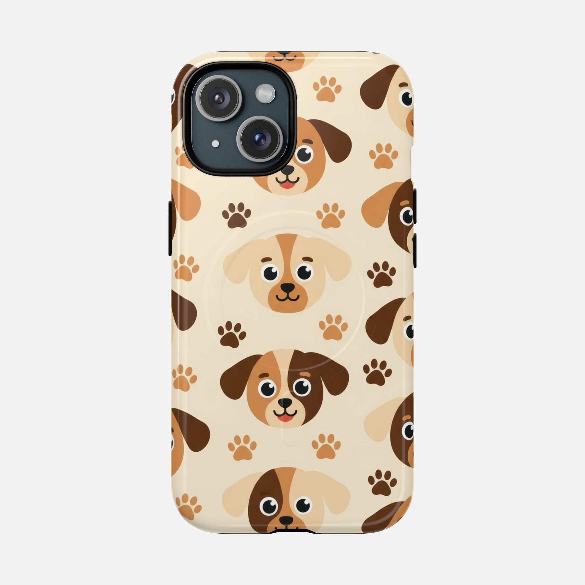 Cute Cartoon Puppy Paw Tough Magnetic Phone Case iPhone 15 Glossy Phone Case