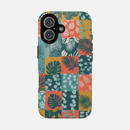 Tropical Patchwork Tough Magnetic Phone Case iPhone 16 Glossy Phone Case