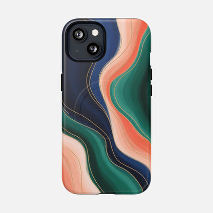 Magnetic Tough Case — Abstract Ocean Wave Design Phone Cover iPhone 13 Matte Phone Case