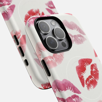 Pink Kiss Print iPhone Case — Tough Magnetic | MagSafe Compatible