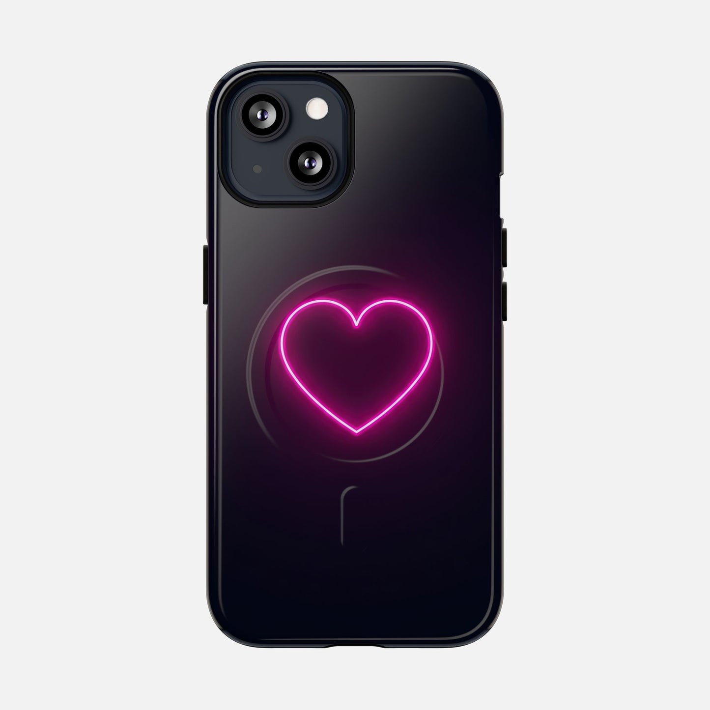 Neon Heart With Glow Pink iPhone Case — Tough Magnetic | MagSafe Compatible