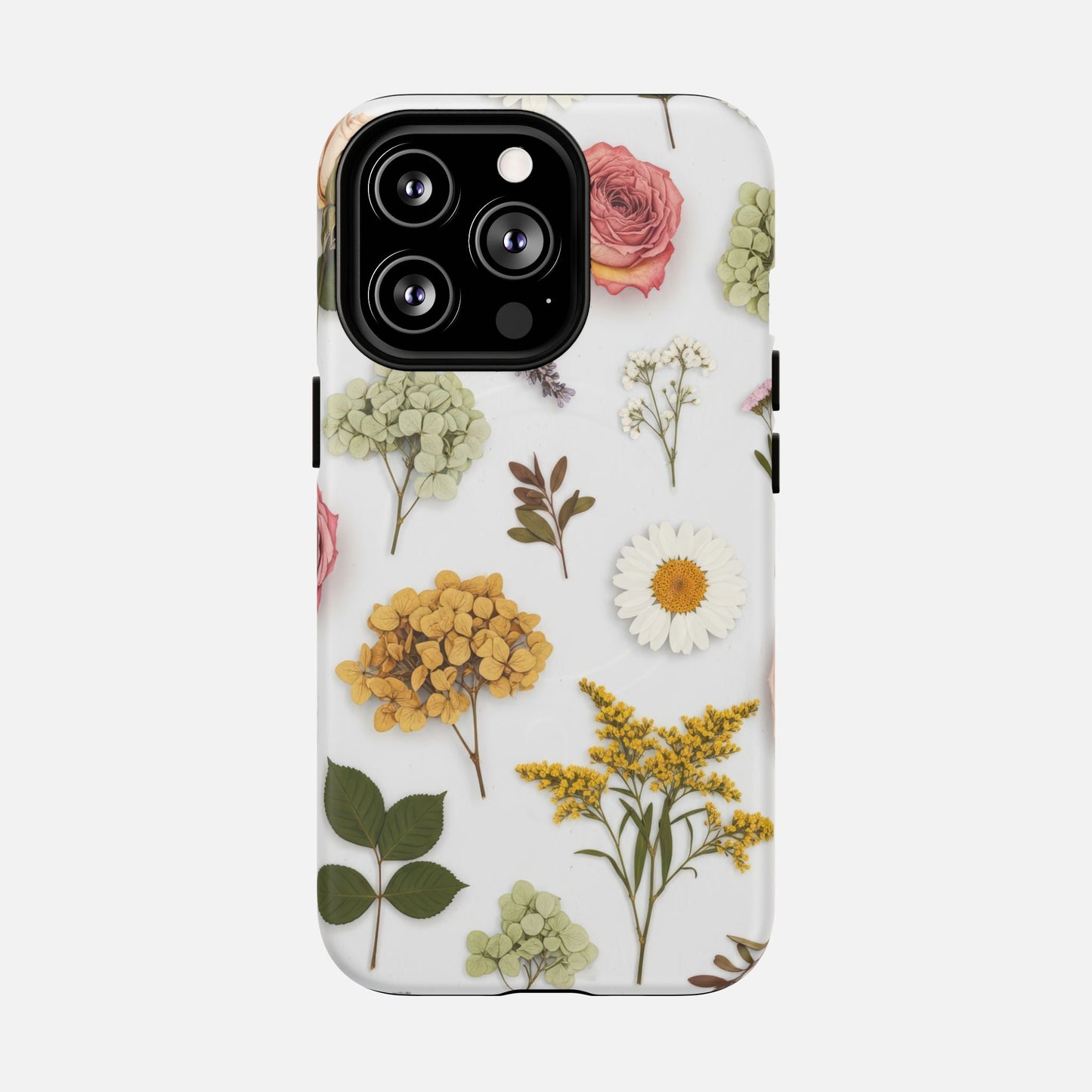 Floral Pressed Flower Tough Magnetic Phone Case — Botanical Dried Flowers Design iPhone 13 Pro Matte Phone Case