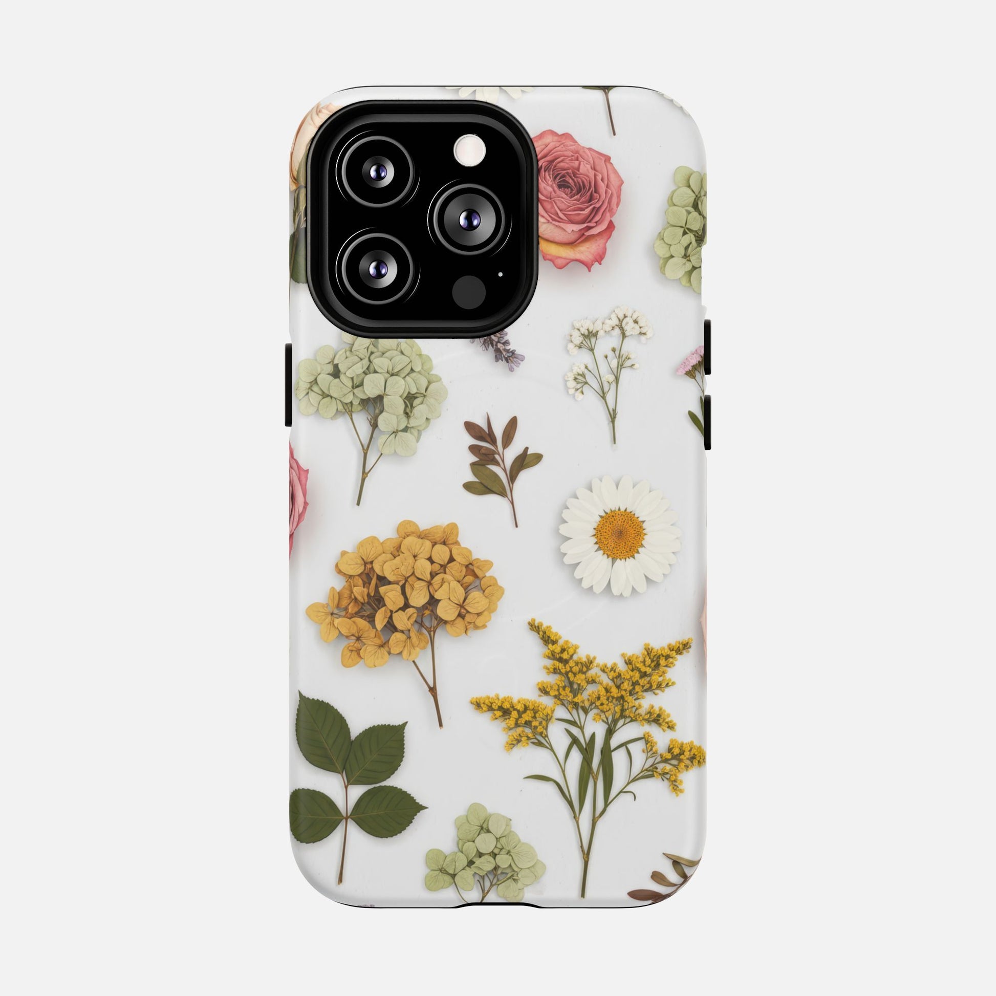 Floral Pressed Flower Tough Magnetic Phone Case — Botanical Dried Flowers Design iPhone 13 Pro Matte Phone Case