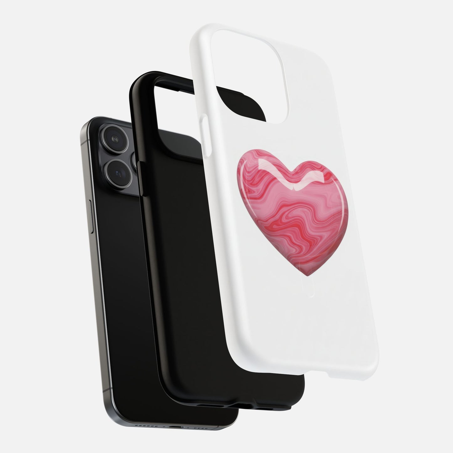Pink Marble Heart iPhone Case — Tough Magnetic | MagSafe Compatible