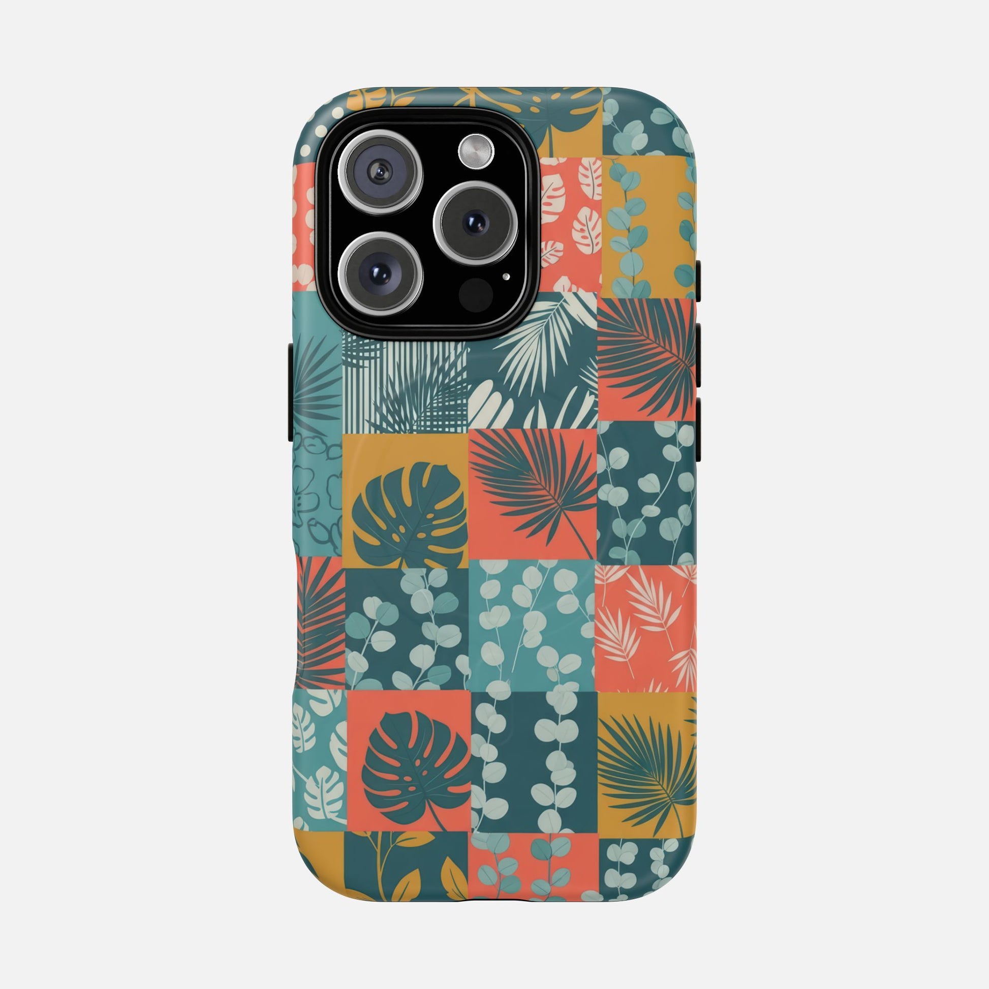 Tropical Patchwork Tough Magnetic Phone Case iPhone 16 Pro Matte Phone Case