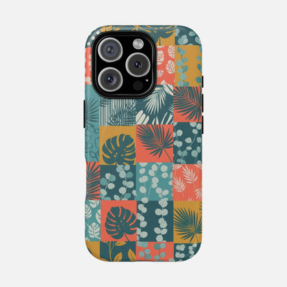 Tropical Patchwork Tough Magnetic Phone Case iPhone 16 Pro Matte Phone Case