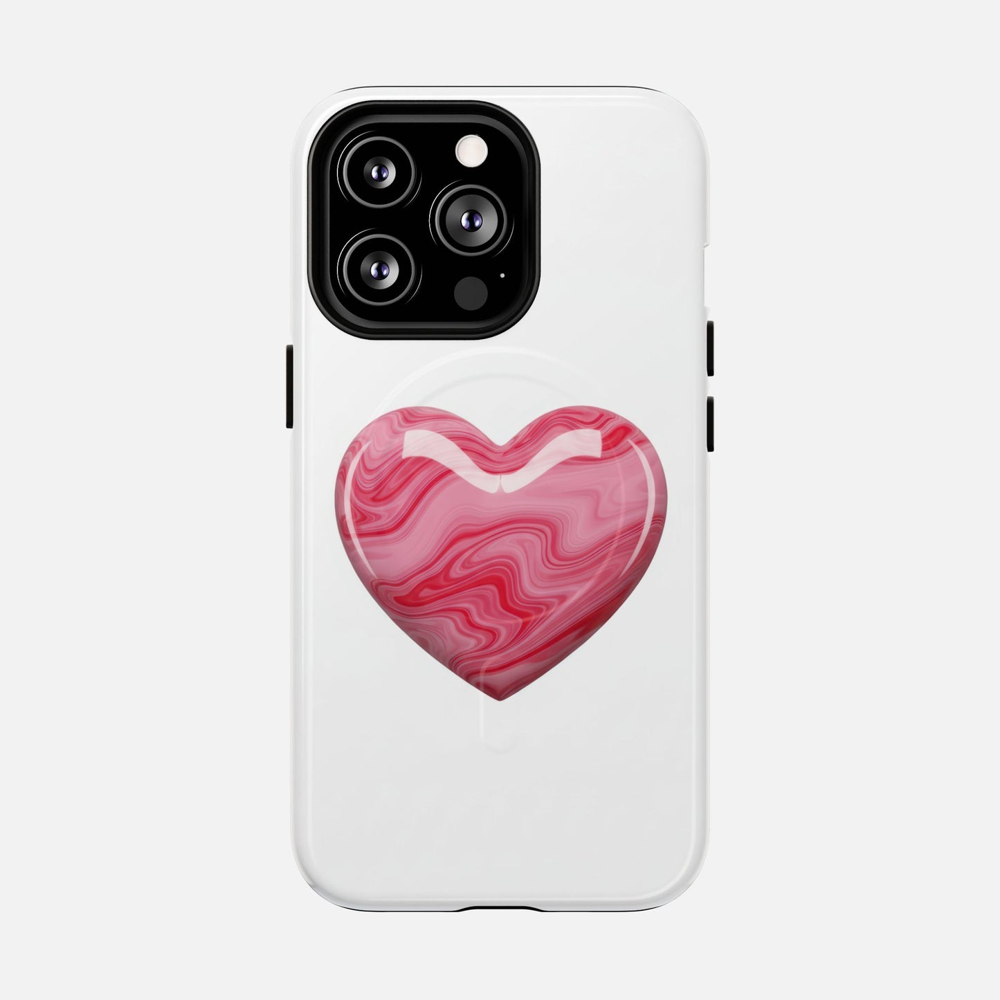 Pink Marble Heart iPhone Case — Tough Magnetic | MagSafe Compatible