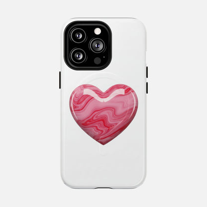 Pink Marble Heart iPhone Case — Tough Magnetic | MagSafe Compatible
