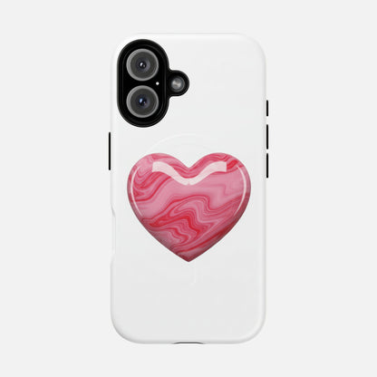 Pink Marble Heart iPhone Case — Tough Magnetic | MagSafe Compatible