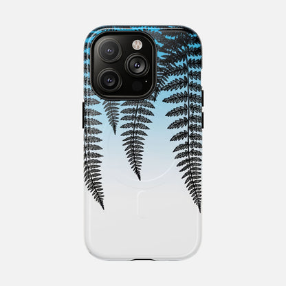 Fern Silhouette With Blue Ombre iPhone Case — Tough Magnetic | MagSafe Compatible