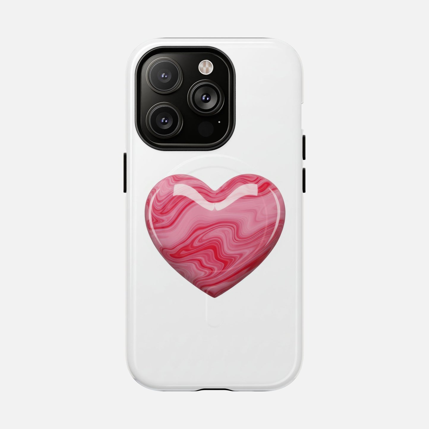 Pink Marble Heart iPhone Case — Tough Magnetic | MagSafe Compatible