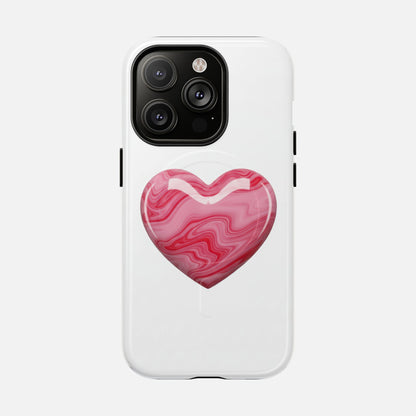 Pink Marble Heart iPhone Case — Tough Magnetic | MagSafe Compatible