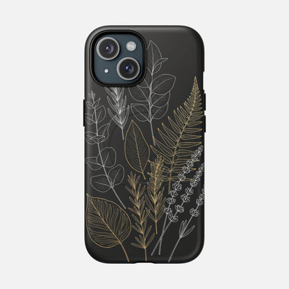 Tough Magnetic Case — Botanical Gold & Silver Fern Phone Cover iPhone 15 Matte Phone Case