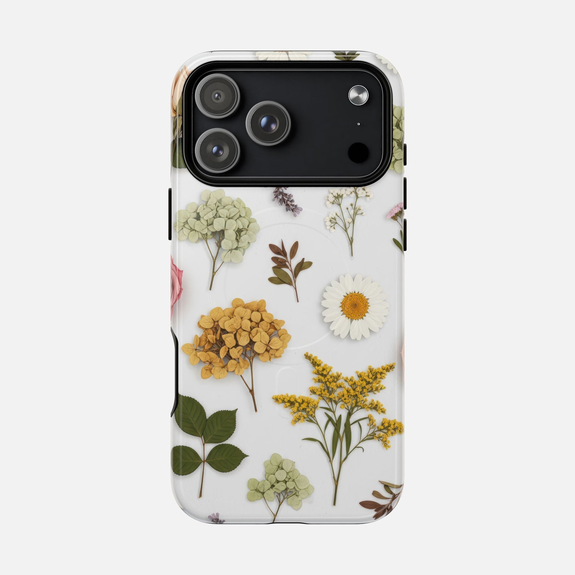 Floral Pressed Flower Tough Magnetic Phone Case — Botanical Dried Flowers Design iPhone 17 Pro Max Glossy Phone Case