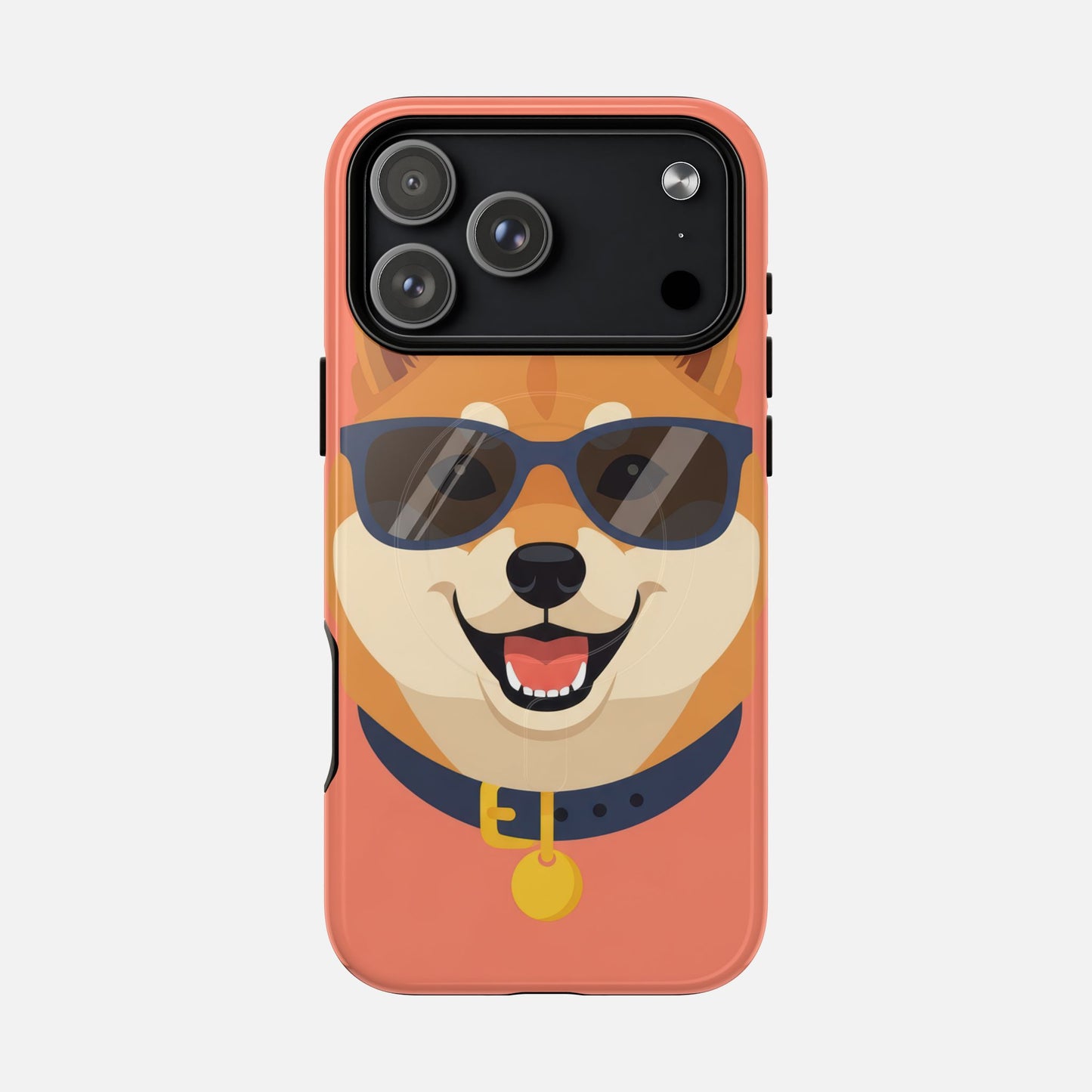 Cute dog with sunglasses phone case, fun animal design for iPhone