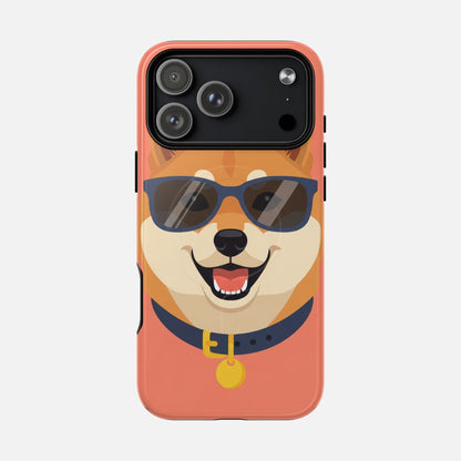 Cute dog with sunglasses phone case, fun animal design for iPhone