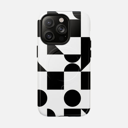 Geometric Black & White iPhone Case — Tough Magnetic | MagSafe Compatible