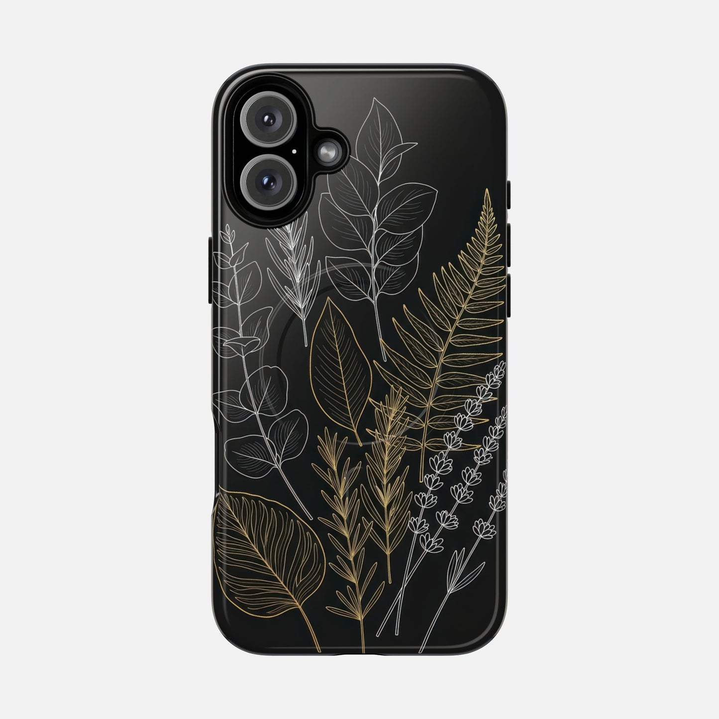 Tough Magnetic Case — Botanical Gold & Silver Fern Phone Cover iPhone 16 Plus Glossy Phone Case