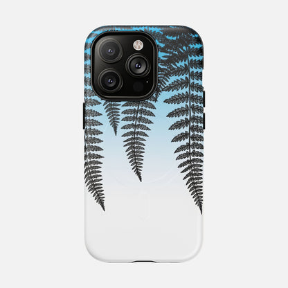 Fern Silhouette With Blue Ombre iPhone Case — Tough Magnetic | MagSafe Compatible