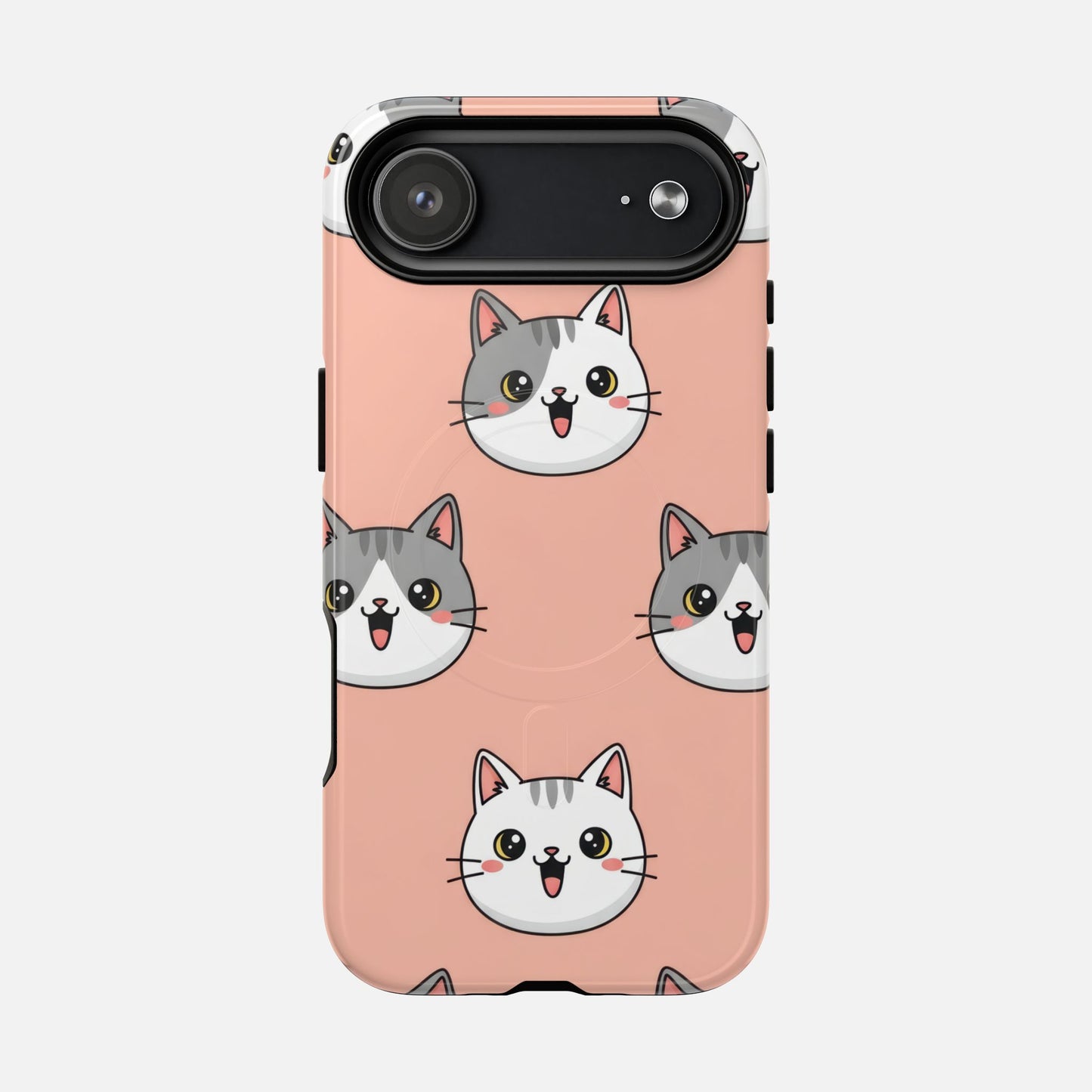 Cute Gray & White Cat iPhone Case — Tough Magnetic | MagSafe Compatible