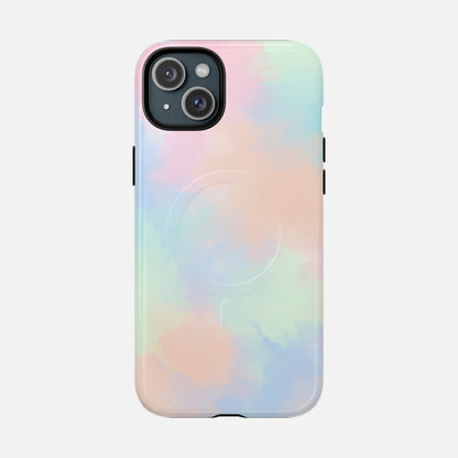 Pastel Watercolor Tough Magnetic Phone Case — Protective MagSafe Compatible Cover iPhone 15 Plus Glossy Phone Case