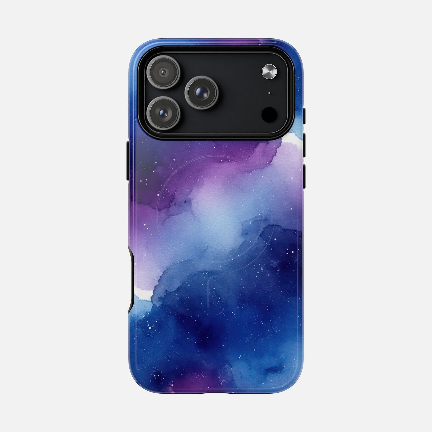 Galaxy Watercolor Tough Magnetic Phone Case — Blue Purple Nebula MagSafe Cover iPhone 17 Pro Max Glossy Phone Case