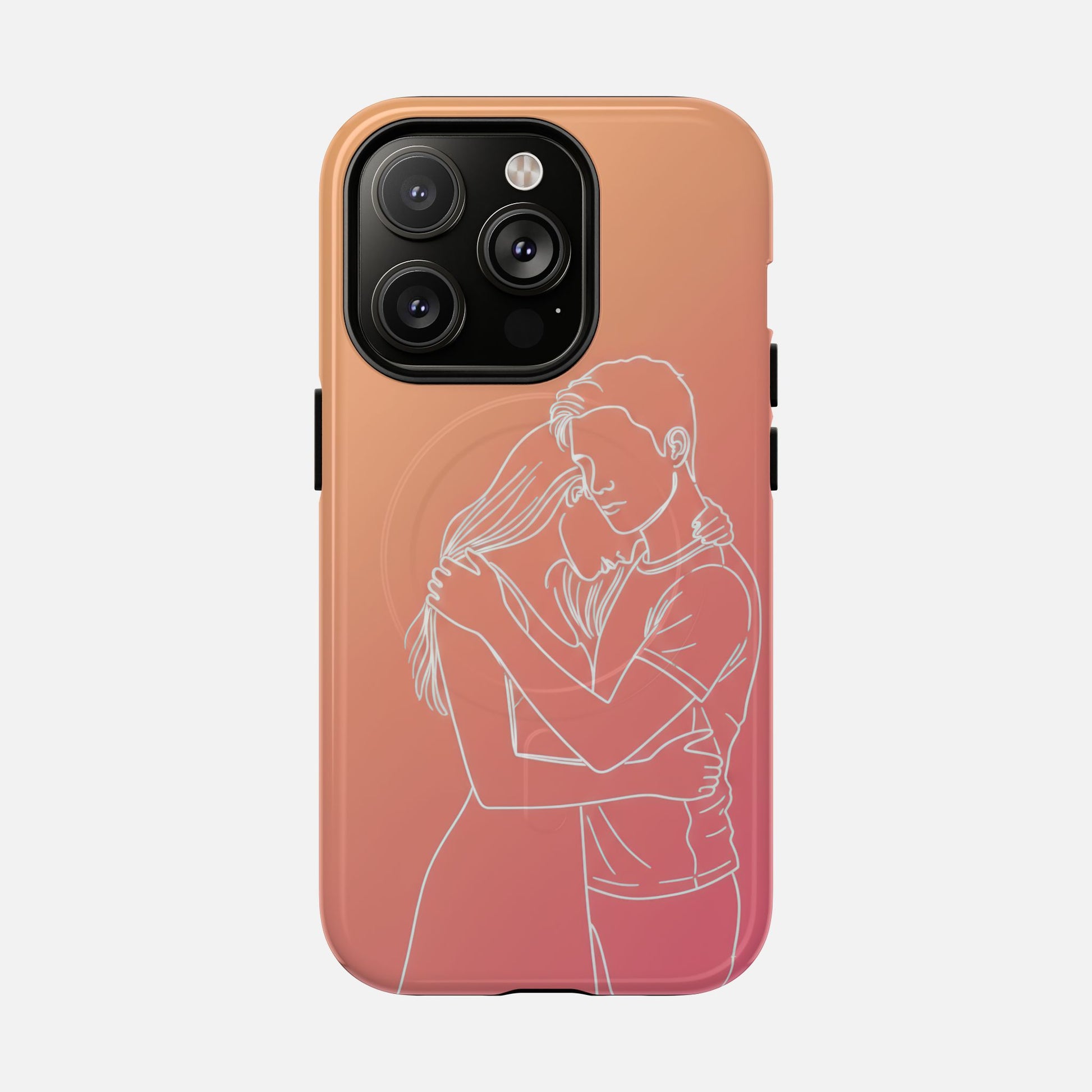 Romantic Outline Couple Tough Magnetic Phone Case — Protective iPhone Cover for Couples, Anniversary & Valentine’s Gift iPhone 14 Pro Glossy Phone Case