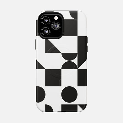 Geometric Black & White iPhone Case — Tough Magnetic | MagSafe Compatible