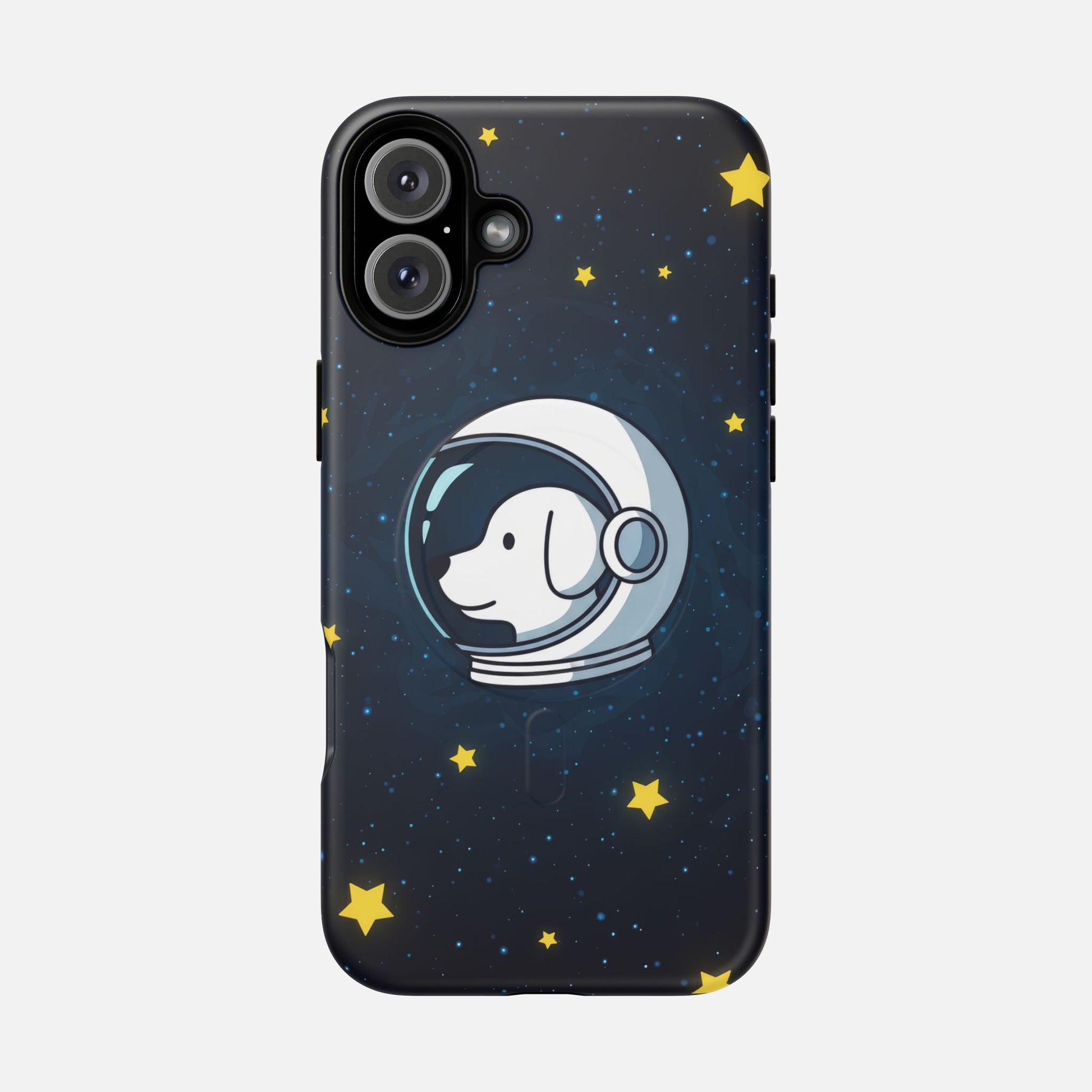Astronaut Dog Magnetic Phone Case — Cute Space Puppy iPhone Cover with Stars iPhone 16 Plus Matte Phone Case