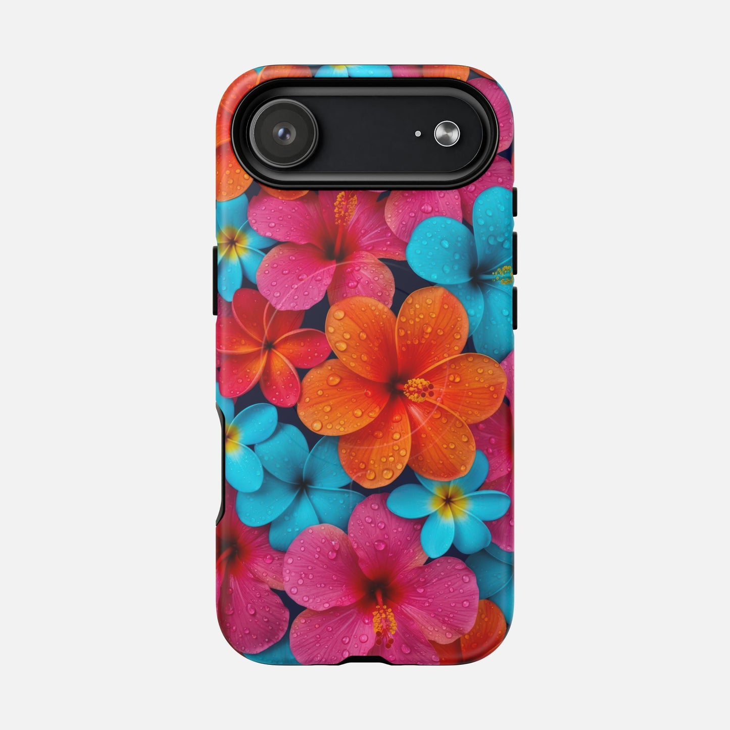 Colorful Tropical Plumeria Floral iPhone Case — Tough Magnetic | MagSafe Compatible