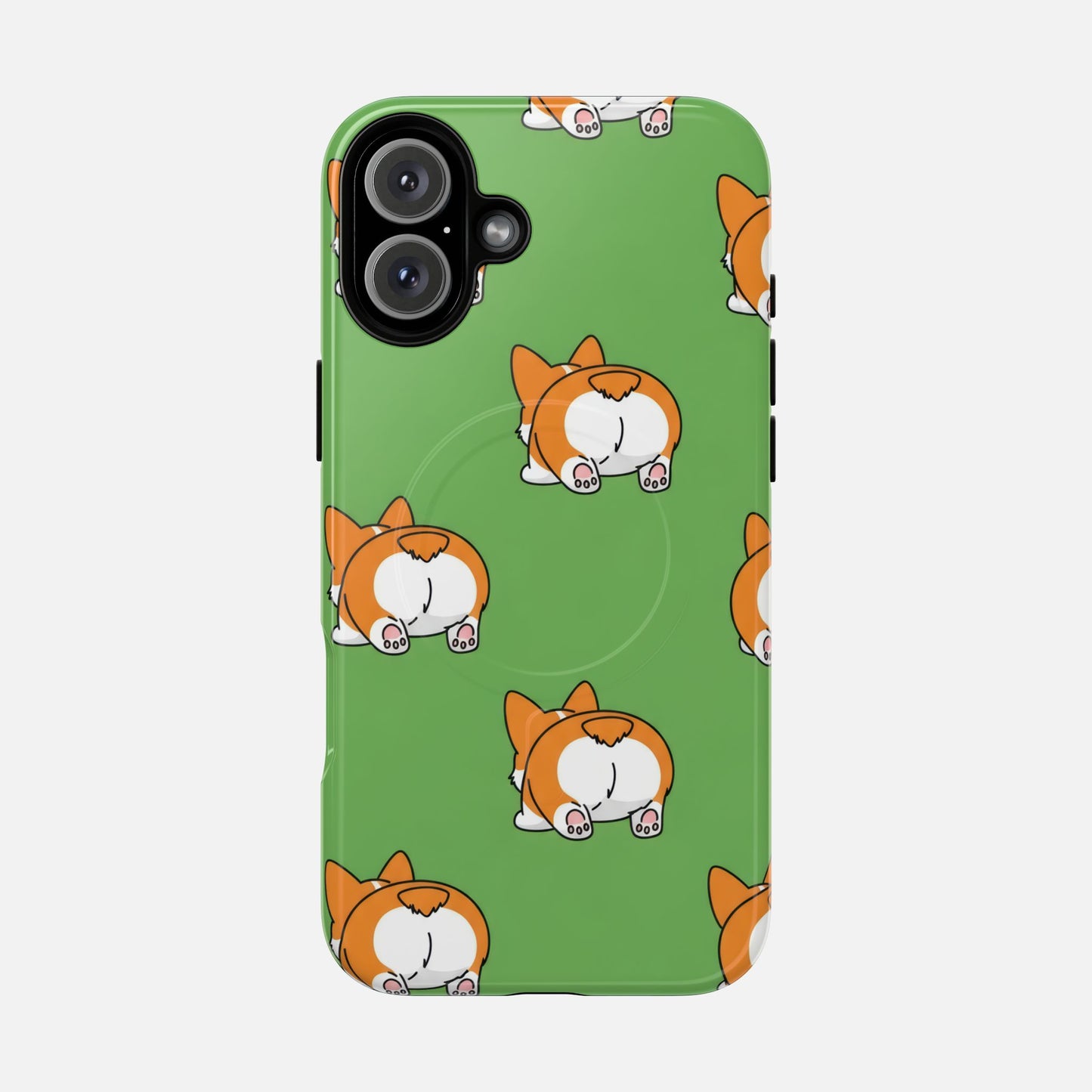 Corgi Bum Magnetic Tough Case — Cute Cartoon Dog Phone Cover iPhone 16 Plus Glossy Phone Case
