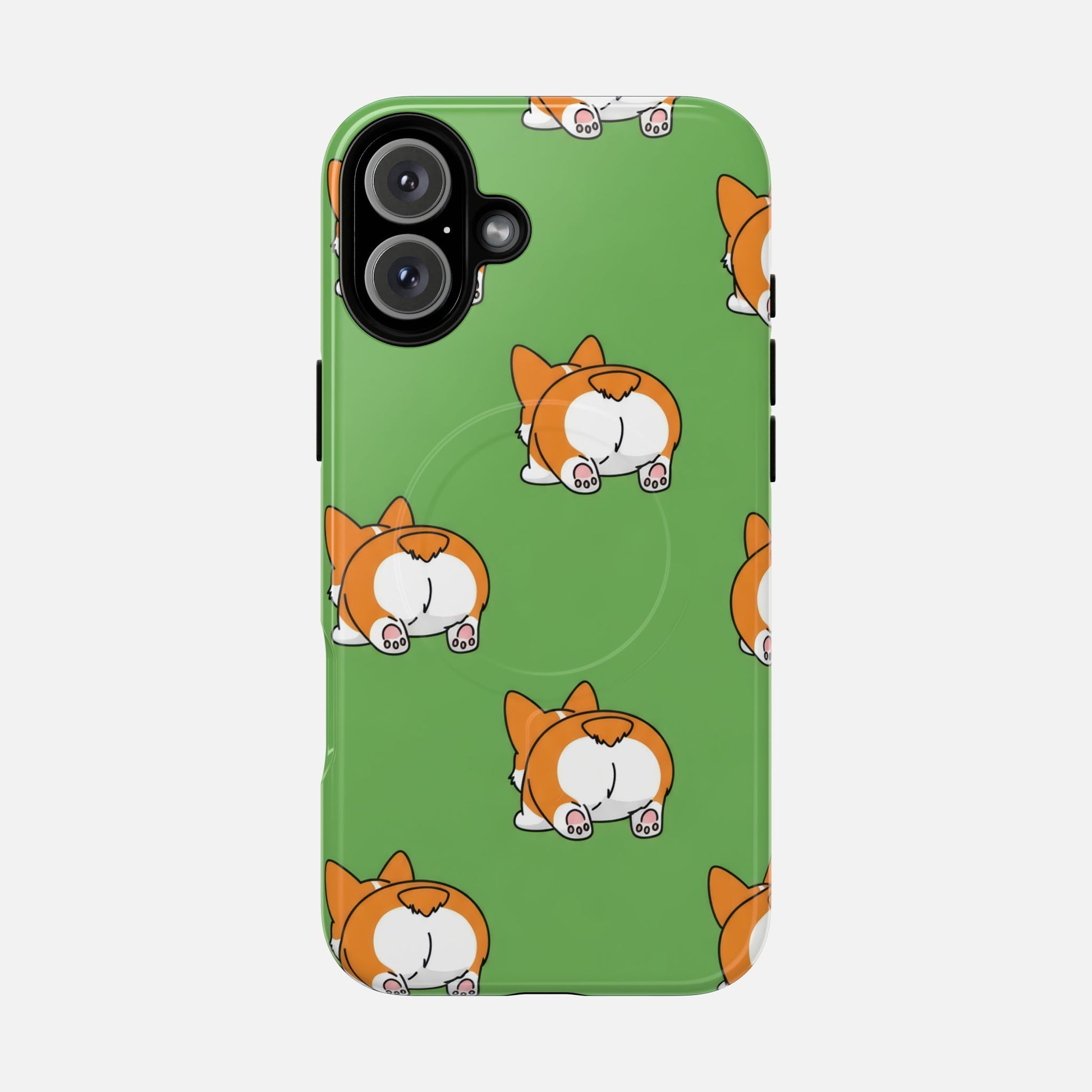 Corgi Bum Magnetic Tough Case — Cute Cartoon Dog Phone Cover iPhone 16 Plus Glossy Phone Case