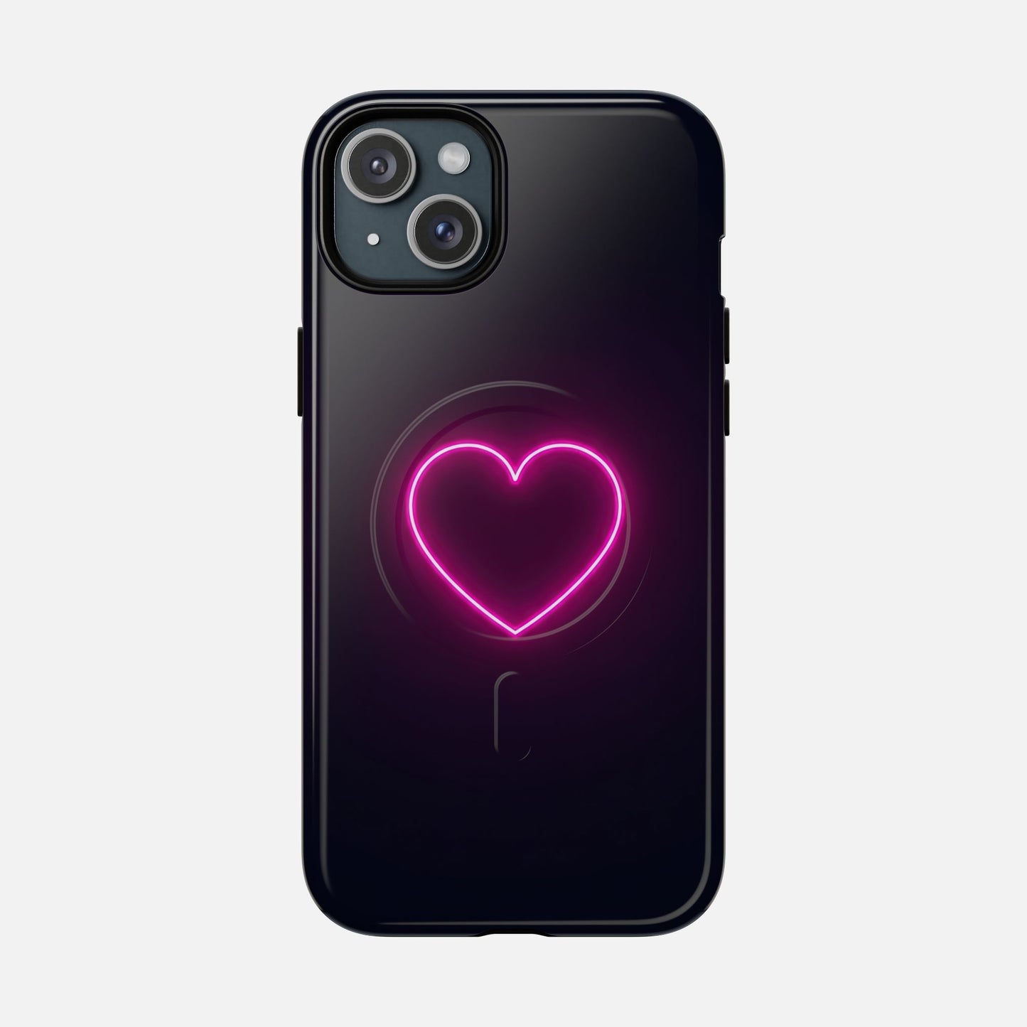 Neon Heart With Glow Pink iPhone Case — Tough Magnetic | MagSafe Compatible