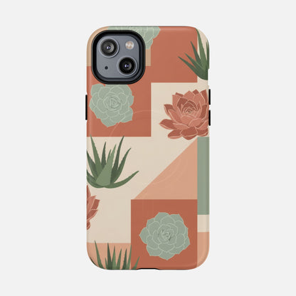 Succulent Pattern Tough Magnetic Phone Case iPhone 14 Plus Matte Phone Case