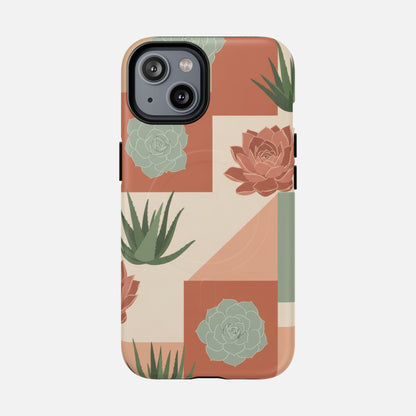 Succulent Pattern Tough Magnetic Phone Case iPhone 14 Matte Phone Case