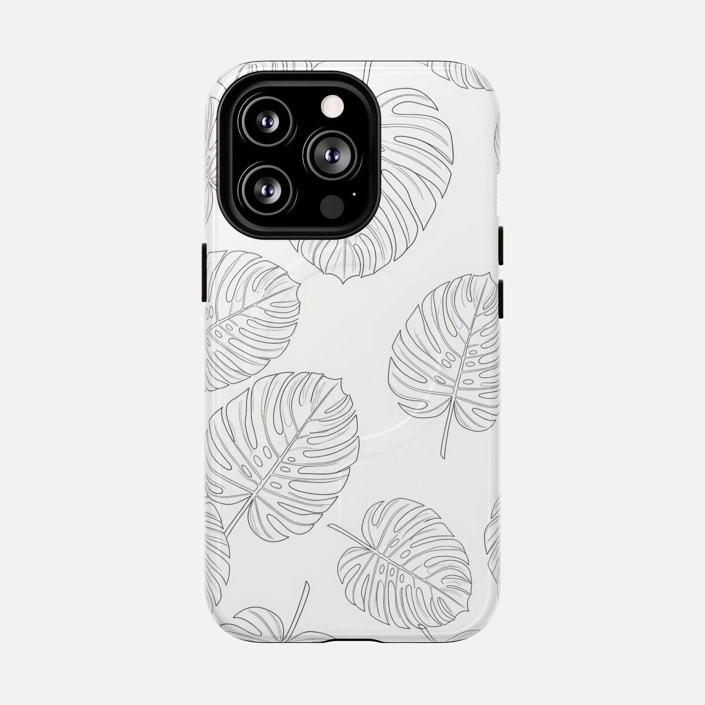 Monstera Leaf Clear Tropical Pattern iPhone Case — Tough Magnetic | MagSafe Compatible