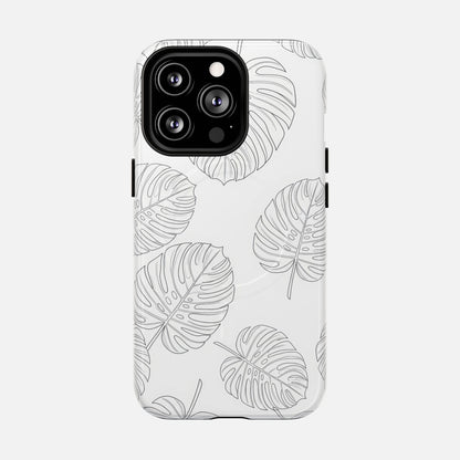 Monstera Leaf Clear Tropical Pattern iPhone Case — Tough Magnetic | MagSafe Compatible