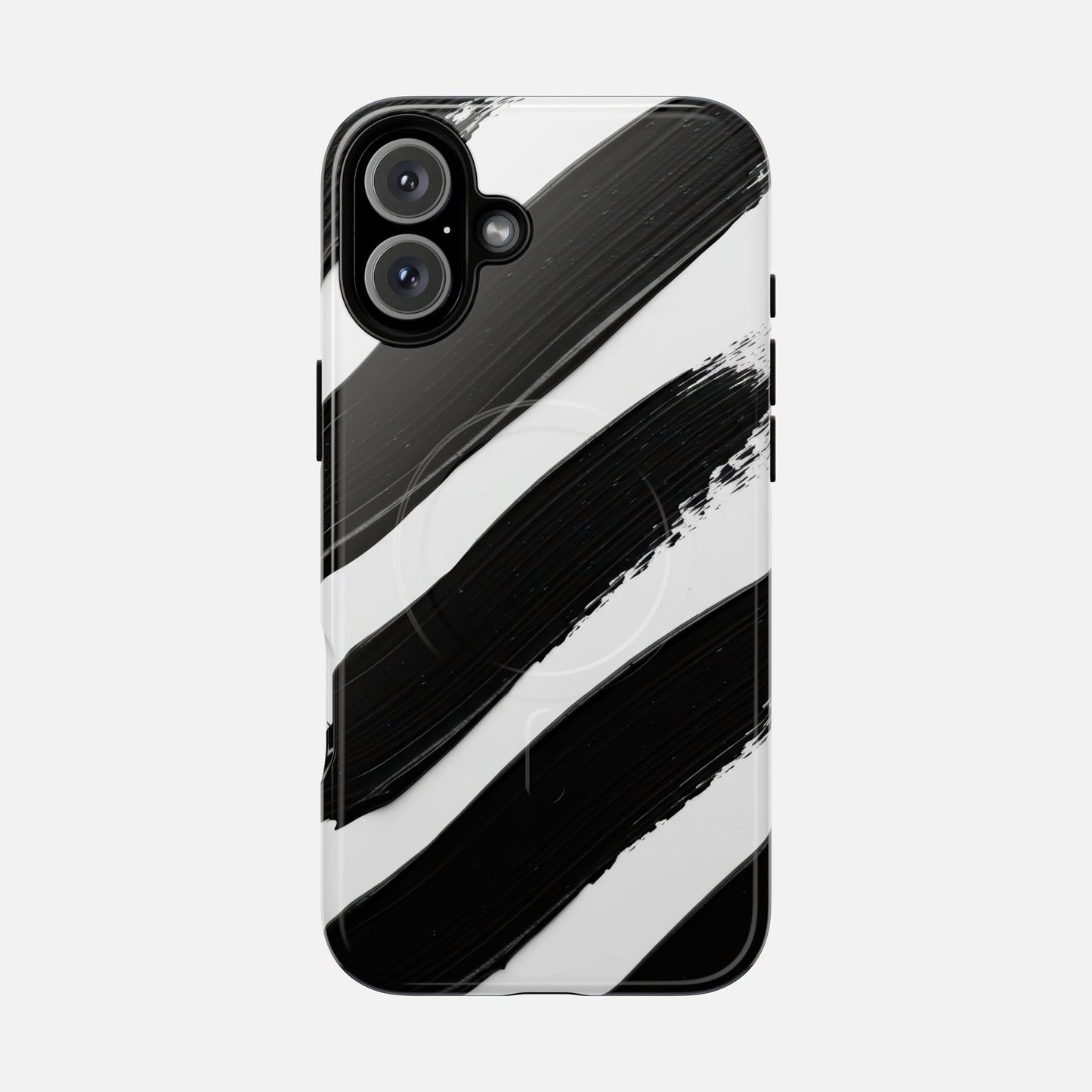 Abstract Black Brushstroke Magnetic Phone Case iPhone 16 Plus Glossy Phone Case