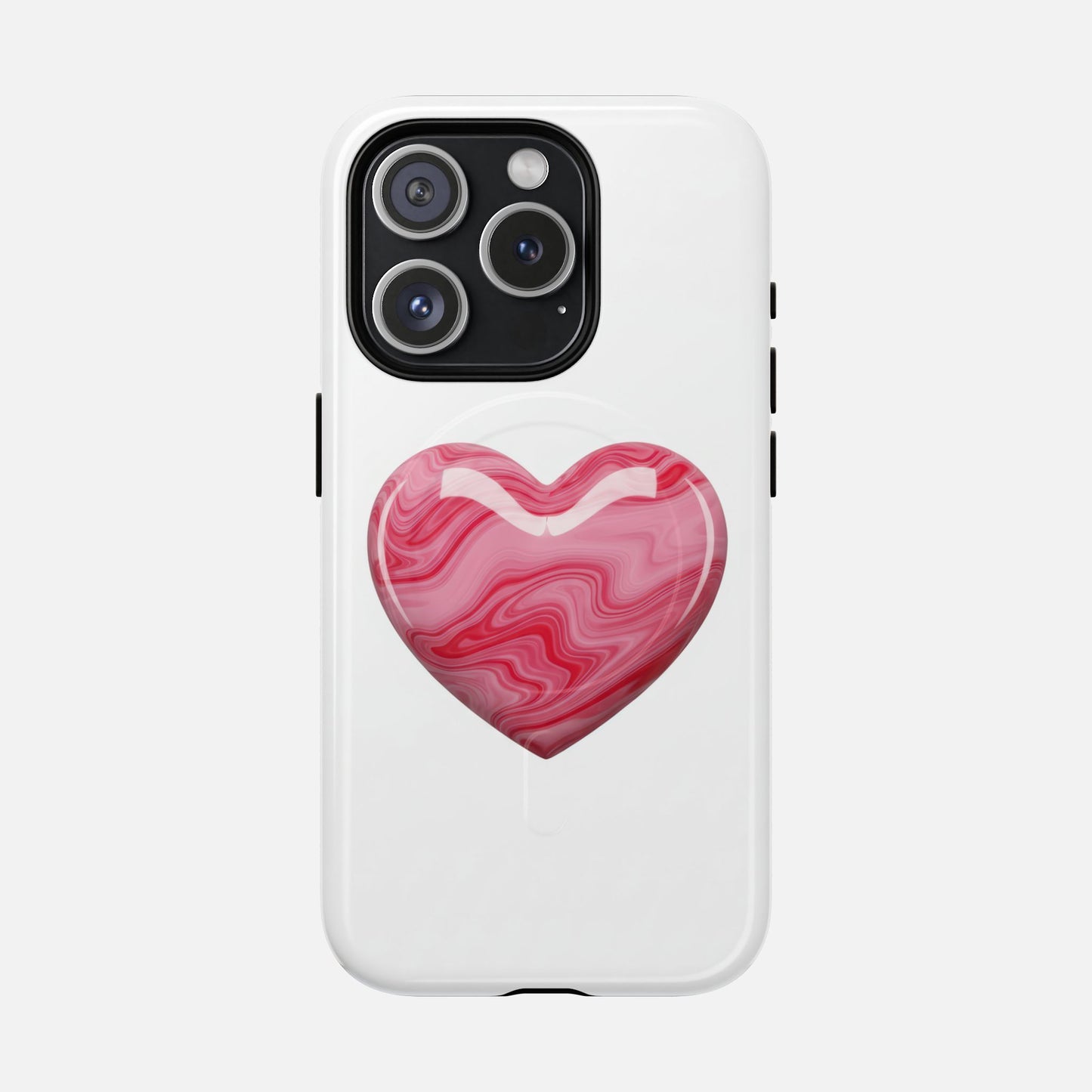 Pink Marble Heart iPhone Case — Tough Magnetic | MagSafe Compatible