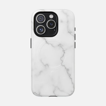 White Marble iPhone Case — Tough Magnetic | MagSafe Compatible