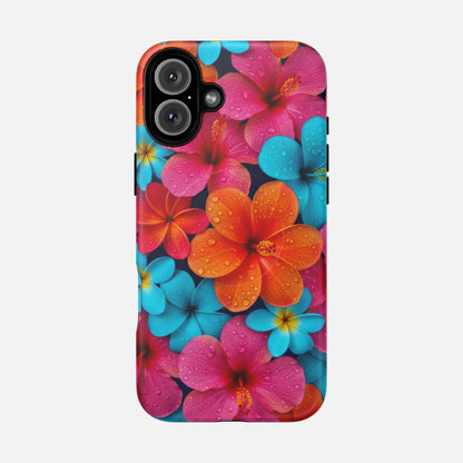 Colorful Tropical Plumeria Floral iPhone Case — Tough Magnetic | MagSafe Compatible