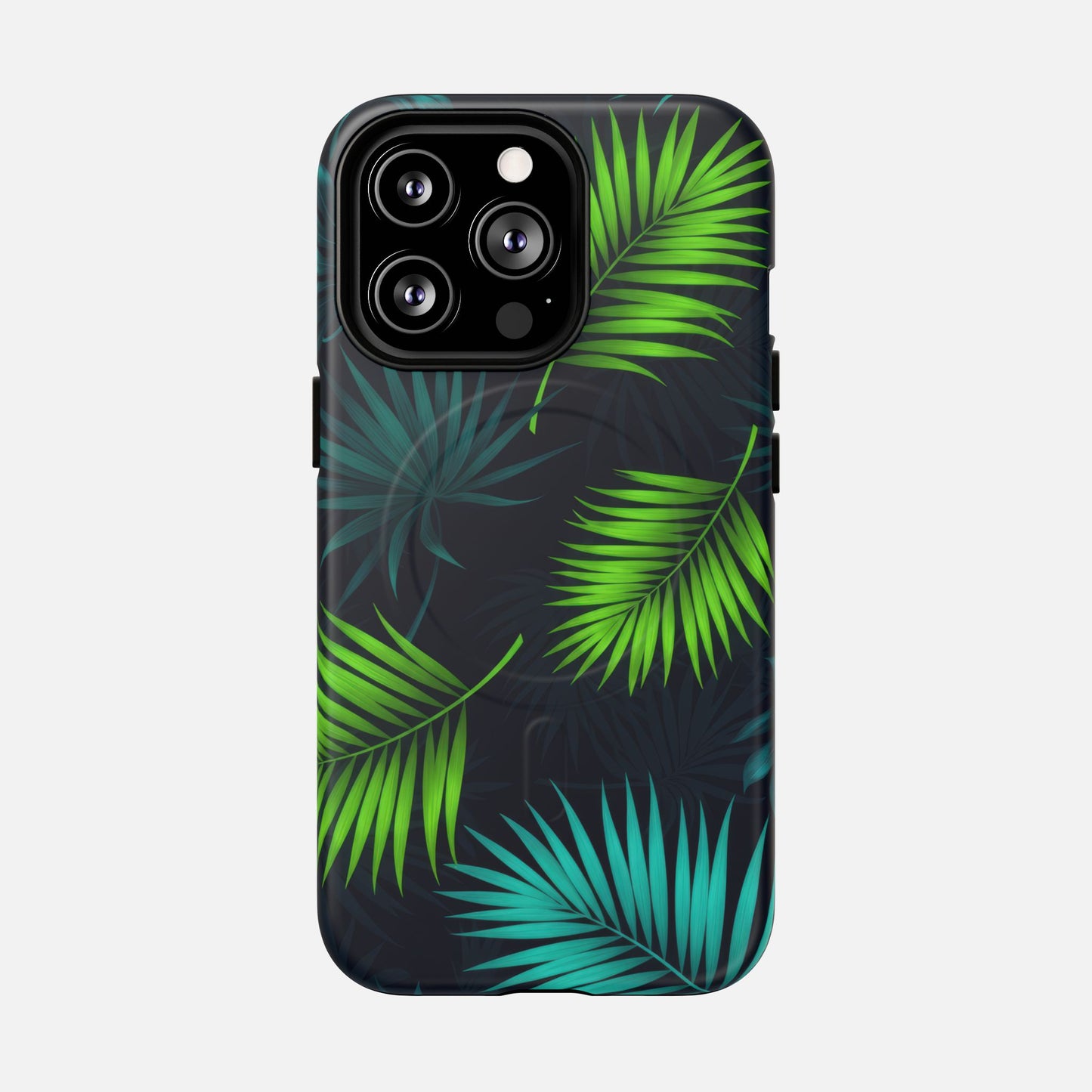 Tropical Palm Tough Magnetic Phone Case — Protective Magnetic iPhone Cover with Green Leaf Design iPhone 13 Pro Matte Phone Case