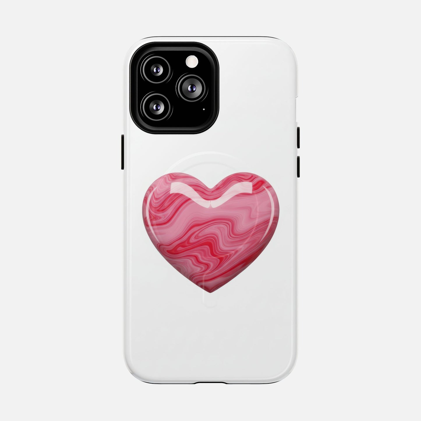 Pink Marble Heart iPhone Case — Tough Magnetic | MagSafe Compatible