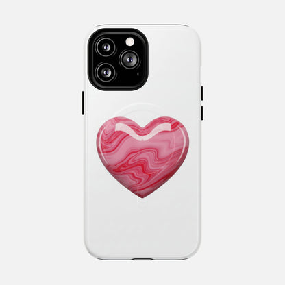 Pink Marble Heart iPhone Case — Tough Magnetic | MagSafe Compatible