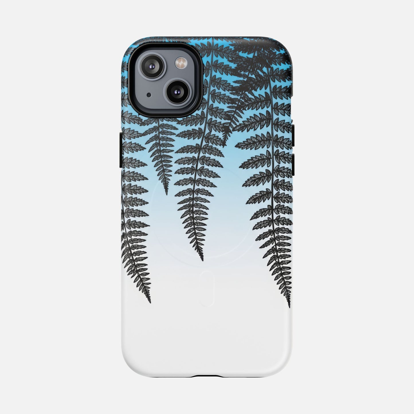 Fern Silhouette With Blue Ombre iPhone Case — Tough Magnetic | MagSafe Compatible