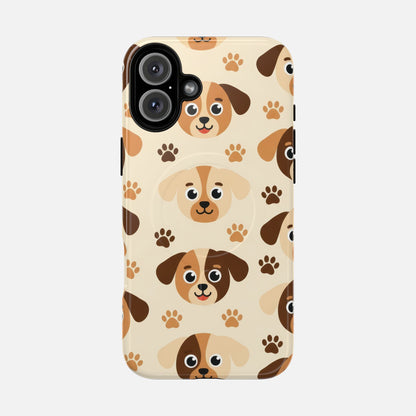 Cute Cartoon Puppy Paw Tough Magnetic Phone Case iPhone 16 Plus Glossy Phone Case