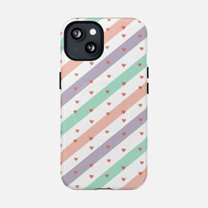 Valentine Pastel Stripes iPhone Case — Tough Magnetic | MagSafe Compatible