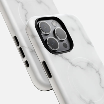 White Marble iPhone Case — Tough Magnetic | MagSafe Compatible