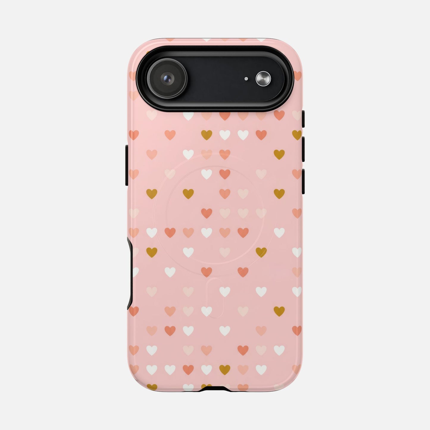 Pink Heart Pattern Tough Magnetic Phone Case iPhone 17 Air Glossy Phone Case