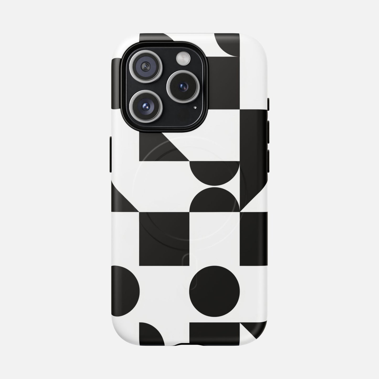 Geometric Black & White iPhone Case — Tough Magnetic | MagSafe Compatible